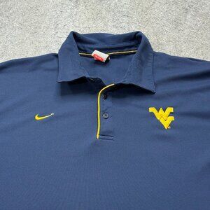 West Virginia Mountaineers Nike Polo Shirt Men 2XL Blue Solid Team Performance